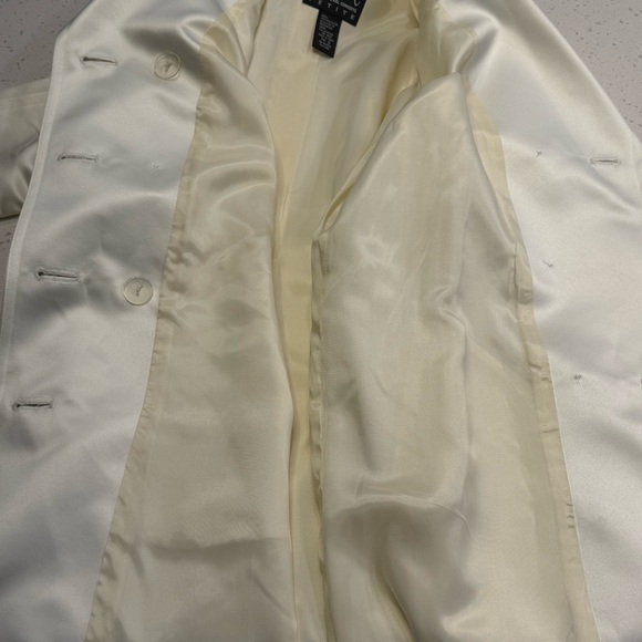 INC White Satin Trench Coat Double Breasted Belted Petite Small NWT - Picture 12 of 16
